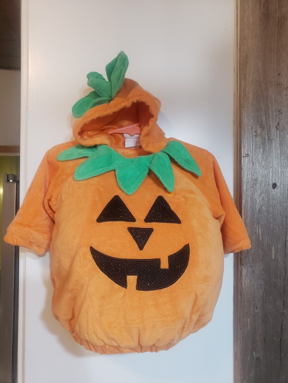 Halloween Pumpkin Costume 0-6 Months Soft Easy On And Off Hooded Orange Black